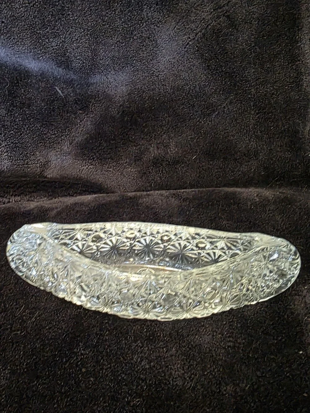 Vintage Fenton Daisy & Button Clear Pressed Glass Canoe Shaped Candle Holder 6